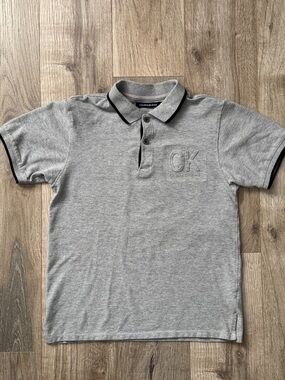 Calvin Klein Boys Grey Polo with Black Trim Size M (10/12)